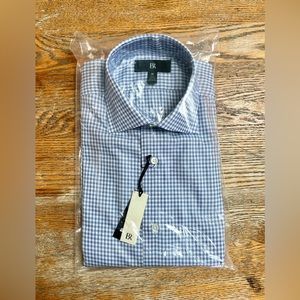 Banana Republic Men’s Slim Oxford Dress Shirt, Blue Plaid (new, size medium)